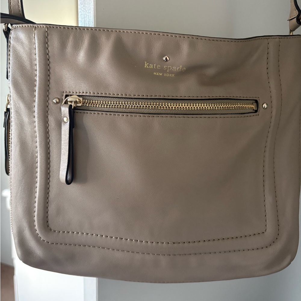 kate spade Taupe Leather Crossbody with Gold Hardware